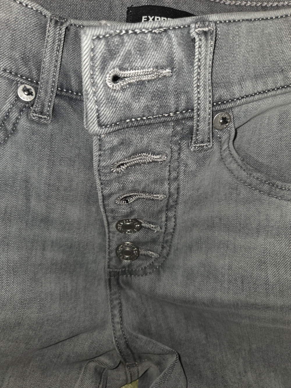 Express Gray Button-Fly Jeans - Picture 2 of 5